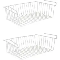 Spirella MSV Kastmandje - 2x - opberg/hang mandjes - rvs - wit - 38 x 26 x 14 cm - Opbergmanden