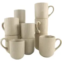 OTIX Koffiekopjes - Set van 12 - Cappuccino - Kopjes - Met Oor - 300ml - Zonder Oor - 190ml - TEAK