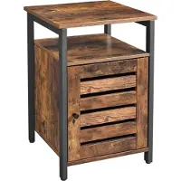 O'daddy Nachtkastjes industrieel - bijzettafel - nachtkastje met deur en planken - 40 x 40 x 60 cm - bruin
