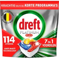 Dreft Platinum Plus All In One - Vaatwastabletten - Anti-dofheidstechnologie Citroen - Voordeelverpakking 6 x 19 Capsules