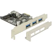 DeLOCK PCIe USB 5Gbps Kaart – USB Uitbreidingskaart – 4 Poorten (3x extern + 1x intern) – SATA voeding – PCI Express x1