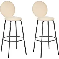 Beliani EMERY - Barkruk set van 2 - Lichtbeige - Bouclé