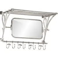 vidaXL Bagagerek met kleerhangers en spiegel wandmontage aluminium