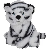 Nature Planet pluche knuffel witte tijger - 16 cm - dieren knuffels - Knuffeldier