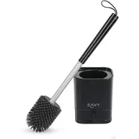 EAVY - WC Borstel met Houder - Hygiënische Toiletborstelhouder Siliconen - Zwart - Vierkant