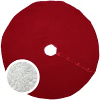 Unique living kerstboomrok met knoopjes - rood - D90 cm - polyester - Kerstboomrokken