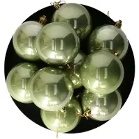 Othmar decorations kerstballen - 18x st- 8 cm - salie groen - kunststof - Kerstbal
