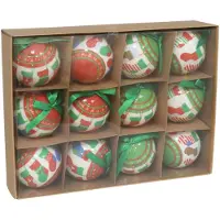 Gerimport Kerstballen - 12x st - 7,5 cm - rood/groen/wit - kunststof - Kerstbal