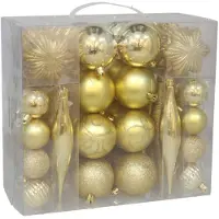 Gerimport Kerstballen en ornamenten -56x - goud kunststof - Kerstbal