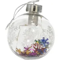 Gerimport Verlichte kerstbal -sneeuwvlok confetti -8cm -kunststof - Kerstbal