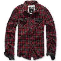Brandit Longsleeve - Duncan - S tot 5XL - voor Mannen - rood-grijs | Maat S