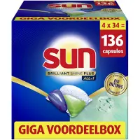 SUN 6x Brilliant Shine+ All-in 1 Vaatwastabletten 34 stuks