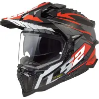 LS2 MX701 Explorer Spire Zwart Titanium Red-06 Adventure Helm Maat 3XL