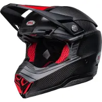Bell Moto-10 Spherical Solid Satin Gloss Zwart Rood Full Offroad Helm Maat L