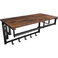 Parya - Vintage Kapstok met Hoedenplank - Hangende Wandkapstok in Metaal / Hout - 66cm lang - Bruin / Zwart