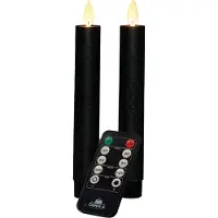 Annas collection Led dinerkaars 18 cm | Zwart | Bewegende vlam | 2 stuks