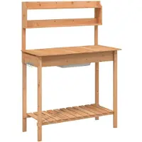 vidaXL Oppottafel met spoelbak 147,5x44x139,5 cm vurenhout bruin