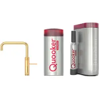 Quooker Fusion square met COMBI boiler en CUBE reservoir 5-in-1 kokend water kraan Goud