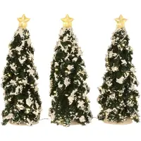 Luville Snowy Conifer With Lights Battery Operated (3 Pieces)