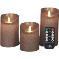 Anna's Collection Led kaars 7,5 x 10 cm, 12,5 cm, 15 cm | Brons | Bewegende vlam | 3 stuks