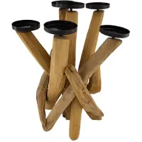 Dijk Natural Collections DKNC - Kandelaar Jinny - Teak hout - 30x40cm - Bruin