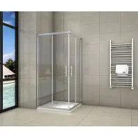 Sanexo Douchecabine Set Ixia 80x80 Chroom Met Hoge Douchebak Daisy Wit Met Sifon