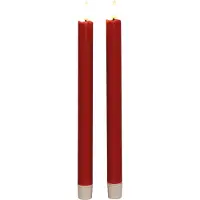 Anna's Collection Anna's Collectionled dinerkaarsen - 2x - rood -25 cm - 3D vlam - warm wit licht