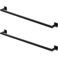 ECD-Germany Rechthoekige kledingstang voor wand 12x110 cm Zwart staal ML-Design