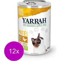 Yarrah 12x Bio Kat Blik Paté - Kip - Kattenvoer - 400g