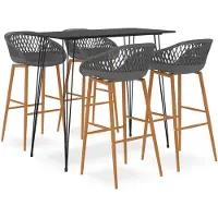 vidaXL 5-delig barkrukken set, zwart en grijs