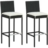 vidaXL Tuinstoelen met kussens, 2 stuks, zwart, polyrotan