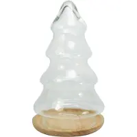 Tak Design tafeldecoratie kerstboom 8,2 x 16 cm glas/hout bruin