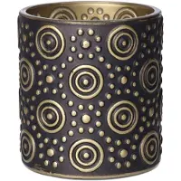 Countryfield Luxe theelichthouder - Fantasy - zwart/goud - D7 x H8 cm - Waxinelichtjeshouders