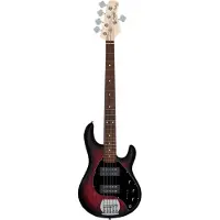 Sterling By Music Man StingRay Ray5 HH Ruby Red Burst Satin 5-snarige elektrische basgitaar