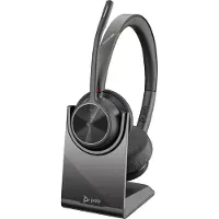 HP Poly Voyager 4320 UC Stereo On Ear headset Bluetooth Stereo Zwart Noise Cancelling Volumeregeling, Incl. oplaad- en dockingstation Computer