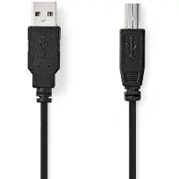 Nedis USB-Kabel | USB 2.0 | USB-A Male | USB-B Male | 480 Mbps | Vernikkeld | 2.0 m | Rond | PVC | Zwart