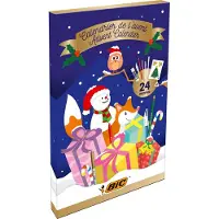 BIC Cadeau Schrijfwaren - 24 delige Winter Adventskalender - Pennen Kleurpotloden Kleurstiften Lijm en Stickers