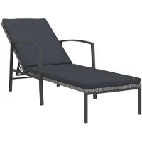 vidaXL Ligbed met kussen poly rattan grijs