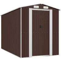 vidaXL Tuinschuur 192x357x223 cm gegalvaniseerd staal donkerbruin