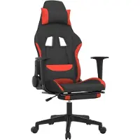 vidaXL Gaming stoel met massagefunctie en voetsteun, zwart en rood, met stoffen bekleding