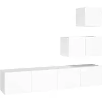 vidaXL 4-delige Tv-meubelset bewerkt hout wit