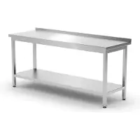 Hendi Muurwerktafel met opstaande rand en schap – 600 mm diep – 1800x600x x(H)850 mm