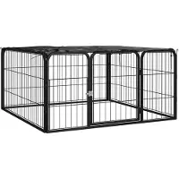 vidaXL Hondenkennel 4 panelen 100x50 cm gepoedercoat staal zwart