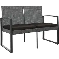 vidaXL Tuinbank 2-zits met kussens polypropeen rattan donkergrijs