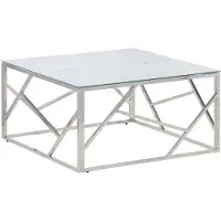 vidaXL Salontafel roestvrijstaal en gehard glas zilverkleurig
