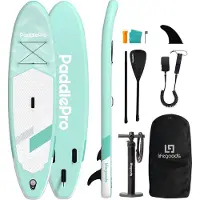 LifeGoods SUP Board Allround Compact - 100 KG Draagkracht - 300 x 76 cm - Opblaasbaar - Compleet SUP pakket - Mintgroen
