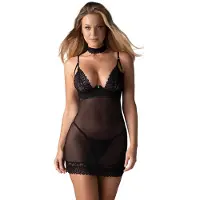 Obsessive Donarella Chemise & String Zwart XL/2XL