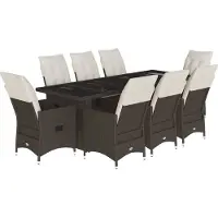 vidaXL 9-delige Bistroset met kussens poly rattan bruin