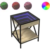 vidaXL Nachtkastje met Infinity LED 40x40x49 cm sonoma eikenkleurig