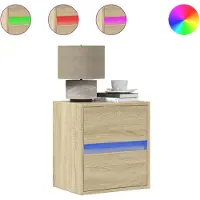 vidaXL Nachtkastje met LED's wandgemonteerd sonoma eikenkleurig